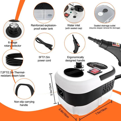 🌞Fris De Lente In Met 50% Korting!💧2500W Professionele Handstoomreiniger - 6 Standen - Chemievrij Reinigen & Ontvetten - Voor Keuken, Badkamer & Auto - Hoge Temperatuur & Druk
