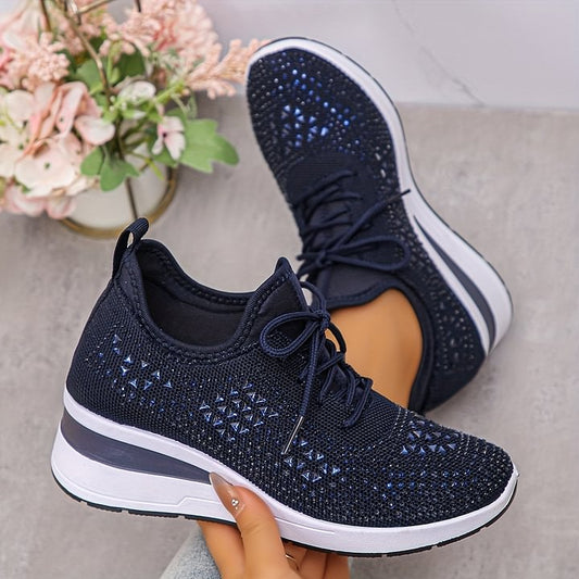 👟 ✨Ademende Mesh Sneakers Met Strass: Fijn Voor De Zomer, Mooi Voor Elke Outfit!