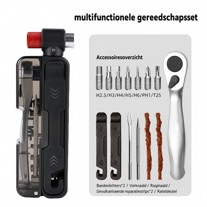 ❄️Zomerfresh 50% Korting!🔥15-in-1 Mini fietsreparatieset met ratelsleutel, CO2-inflator en bandenreparatiegereedschap