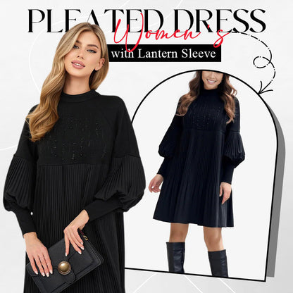 👗 Dames Jurk met Lantaarnmouwen & Opstaande Kraag – Eleganste Stijl voor Elke Gelegenheid!
