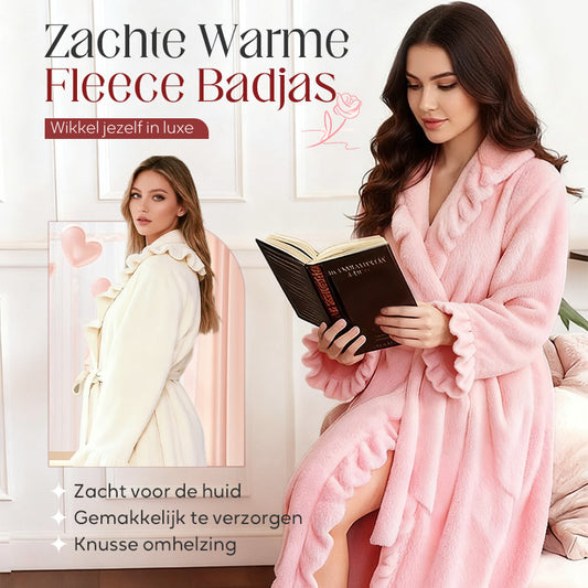 Laatste week: tijdelijk 50% korting！！！🧖♀️ Luxe Zachte Badjas – Ultra-Soft Stof, Eleganter Volant & Alledaags Comfort