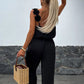 👗 Dames Mouwloze Jumpsuit: Brede Benen, Chic & Comfortabel