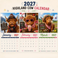 ❄️Zomerfresh 50% Korting!🐮Schotse Hooglander Kalender 2027 – Grappige A4 Wandkalender met 12 Maanden Vol Koeiencharme