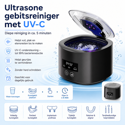 ❄️Zomerfresh 50% Korting!🦷Denture Dome Ultrasone UV-C Reiniger – Voor een Frisser, Schoner Kunstgebit in Slechts 5 Minuten
