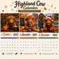 ❄️Zomerfresh 50% Korting!🐮Schotse Hooglander Kalender 2027 – Grappige A4 Wandkalender met 12 Maanden Vol Koeiencharme