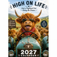 ❄️Zomerfresh 50% Korting!🐮Schotse Hooglander Kalender 2027 – Grappige A4 Wandkalender met 12 Maanden Vol Koeiencharme