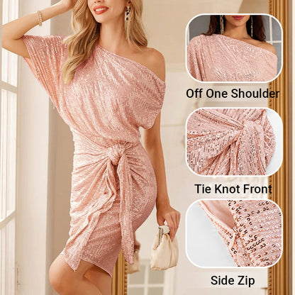 💃✨ Couture Pailletten Jurk met Één Schouder - Hervorm Jouw Galamoment met Onvergelijkbare Glans