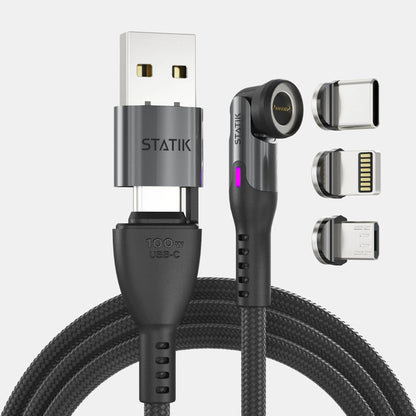 🌞Fris De Lente In Met 50% Korting!🔌5-in-1 Magnetische Snellaadkabel 100W – Universele Oplaadkabel met 360° Draaibare Kop