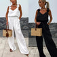 👗 Dames Mouwloze Jumpsuit: Brede Benen, Chic & Comfortabel