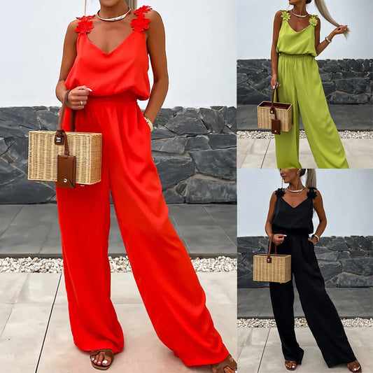 👗 Dames Mouwloze Jumpsuit: Brede Benen, Chic & Comfortabel