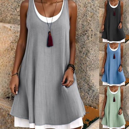❄️Zomerfresh 50% Korting!👗Losvallende Mouwloze Damesjurk met Laagjeslook – Zacht, Luchtig & Comfortabel van S t/m 3XL