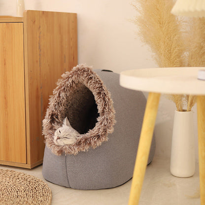 🐾❄️ Winter Warm Huisdiergrot Bed – Cosy Shelter, Geïsoleerd & Stijlvol Neutraal Design!