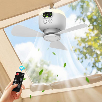 🌞Fris De Lente In Met 50% Korting!🏕️Oplaadbare Plafondventilator met LED – Draadloze Hangventilator met Afstandsbediening, Timer en 8000 mAh Accu