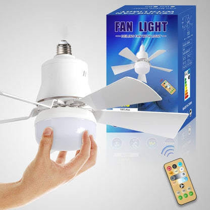 🌞Fris De Lente In Met 50% Korting!🌬️2-in-1 E27 Plafondventilator met Lamp – Dimbare Socket Fan met Afstandsbediening, Timer en 3 Snelheden