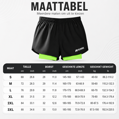 ❄️Zomerfresh 50% Korting!🏃2-in-1 Hardloopshort met Binnenbroek – Ademend, Licht & Met Veilige Telefoon- en Ritszakken