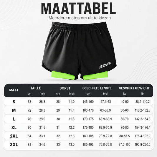 ❄️Zomerfresh 50% Korting!🏃2-in-1 Hardloopshort met Binnenbroek – Ademend, Licht & Met Veilige Telefoon- en Ritszakken