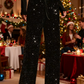 🎅 Exclusief Sinterklaasvoordeel!50% KORTING✨ Dames Wijde Broek Met Pailletten (Faux Suede) – Hoog Taille & Elastische Band – Perfect voor Kerstfeest & Feestelijke Gelegenheden!