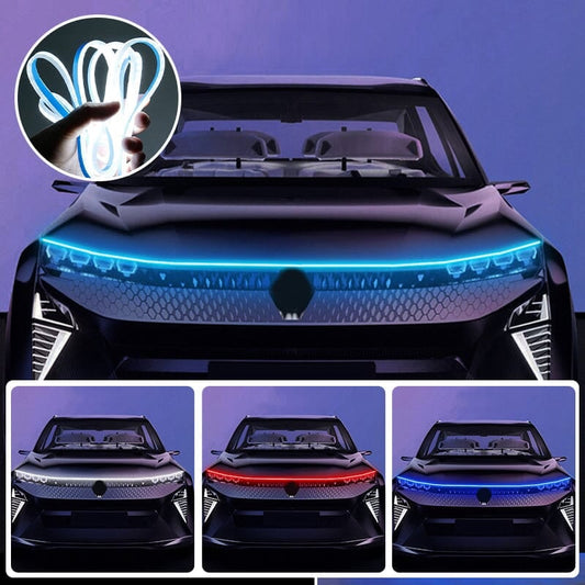❄️Zomerfresh 50% Korting!✨LED Auto Motorkap Verlichting – Dynamische Scan Start, Waterdicht, Universeel 12V, Auto Decoratie Kit
