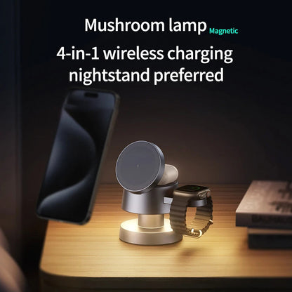 🌞Fris De Lente In Met 50% Korting!🌙4-in-1 Magnetisch Oplaadstation - Mushroom Sfeerlamp