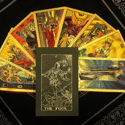 🔥Explora el mundo místico del Tarot Tarot de láminas de oro🔥