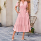 Dames Casual Zomer Korte Mouwen V-Hals Lange Jurk
