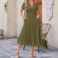 Dames Casual Zomer Korte Mouwen V-Hals Lange Jurk