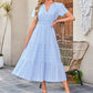 Dames Casual Zomer Korte Mouwen V-Hals Lange Jurk