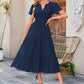Dames Casual Zomer Korte Mouwen V-Hals Lange Jurk