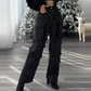 ⏳Tijdelijke aanbieding⏰Dames wijde broek met zakken en strass steentjes
