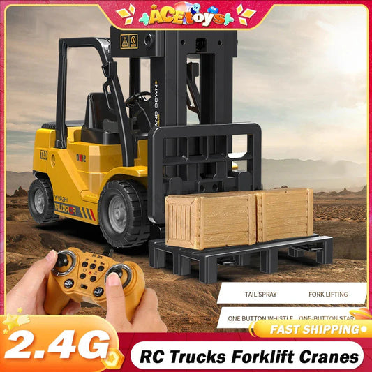 🔥Halfjaarlijkse Uitverkoop!🔥 RC Vorkheftruck Met Verlichting, Muziek & Spuitnevel – Gratis Verzending + Super Realistisch Voor Kinderen!