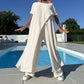 🌸Sommer-Schnäppchen 49 % RABATT🌸Einfarbiges Off-Shoulder-Top & Hosen-Set