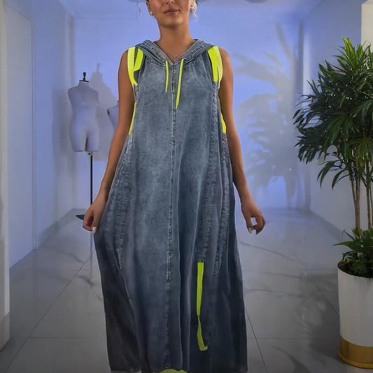 ⏳Tijdelijke aanbieding⏰Dames casual mouwloze denim maxi-jurk👗