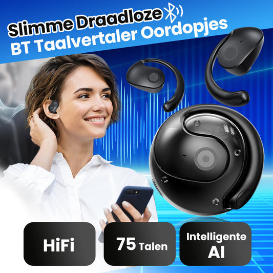 🎧 ✨Nooit meer dat afgesloten gevoel! Open-Ear Bluetooth Oortjes met Vertaler – Perfect voor Reizen & Werk!