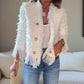 Nog méér dan 50% korting + nog eens €10 extra voordeel!💜🧥 Dames Luxe Korte Jas Met Kwastjes & Decoratieve Knoppen