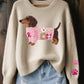 🐶 Dames Gebreide Trui Met Dackel Patroon – Knitted Art, Comfort & Perfect Voor Elke Gelegenheid!