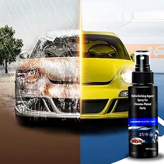 🤩🤩🤩 VANDAAG VOOR UITVERKOCHT! 👇🎁Opknap Spray Voor Verchroomde Onderdelen – 1x Spuiten, Rost & Vlekken Verdwenen, Glanzend Als Nieuw!