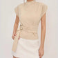 👚 ✨Dames Elegante Mockkraag Top (Beige): Elegantie in Elke Draagwijze – Stijlvol & Gemakkelijk!