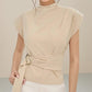 👚 ✨Dames Elegante Mockkraag Top (Beige): Elegantie in Elke Draagwijze – Stijlvol & Gemakkelijk!