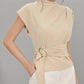 👚 ✨Dames Elegante Mockkraag Top (Beige): Elegantie in Elke Draagwijze – Stijlvol & Gemakkelijk!