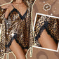 ⏳Luxe Romantiek op Volle Toeren!💥 Luipaardprint Badjas & Nachtjurk Set - Voor Verleidende Eleganantie & Zelfvertrouwen
