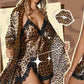 ⏳Luxe Romantiek op Volle Toeren!💥 Luipaardprint Badjas & Nachtjurk Set - Voor Verleidende Eleganantie & Zelfvertrouwen