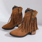 👢 Dames Retro Franje Enkellaarsjes – Volle Cirkel Franje, Comfortabele 5cm Hak & Stylish Voor Elke Outfit!