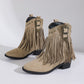 👢 Dames Retro Franje Enkellaarsjes – Volle Cirkel Franje, Comfortabele 5cm Hak & Stylish Voor Elke Outfit!