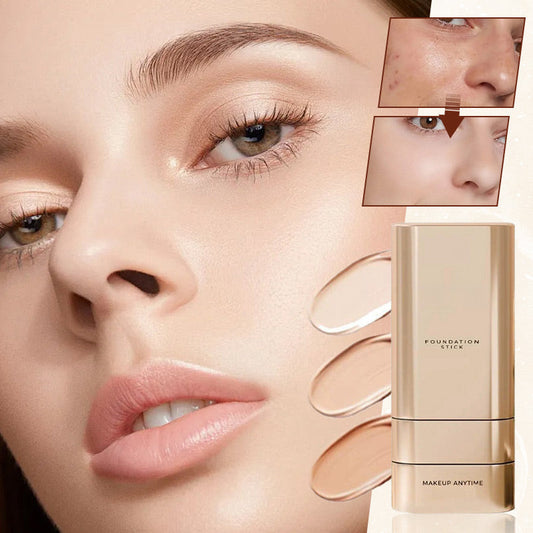 💫 2-in-1 Hydraterende Foundationstick met Kwast | 24H Houdbaar + Hoog Dekkend + Plantenextracten Voor Verzorgende Huid, Zelfs Voor Beginners Perfecte "Geboortehuid" Look!