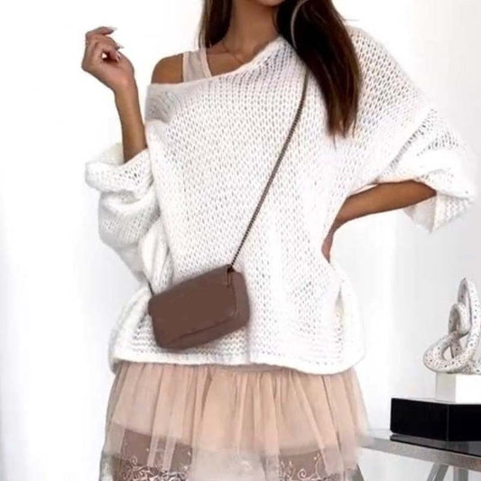 50% korting voor een beperkte tijd！！👚 Dames Luie Losse V-Hals Trui – Super Zacht, All-Seizoen Stijl Voor Eenvoudige Chic!