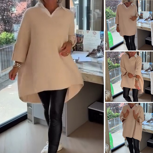 👚 Dames Top Met Lange Mouwen & Overhemdkraag - Comfortabel & Stijlvol!