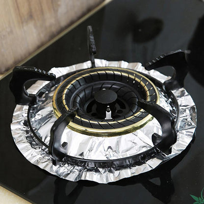 🍳🧽 Oliebestendige Aluminiumfolie Pads voor Fornuizen – Gemakkelijk Schoonmaken, Hittebestendig & Aanpasbaar (Tijdbesparend)!