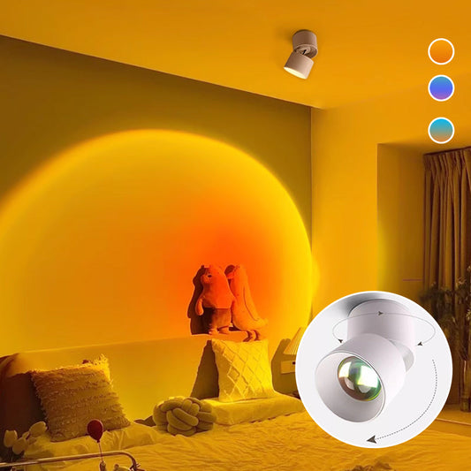 🌞Fris De Lente In Met 50% Korting!⭐LED Plafondspot met Zonsondergang-/Dageraadprojectie – Natuurlijk Licht, 350° Draaibaar, Romantische Sfeer voor Thuis of Koppels