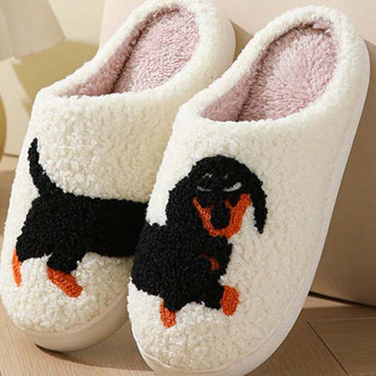 🐾🤍 Leuke Warme Huisslippers Voor Dames – Schattige Teckel Ontwerp + Winterwarm Katoenmix & EVA Comfort Zool!