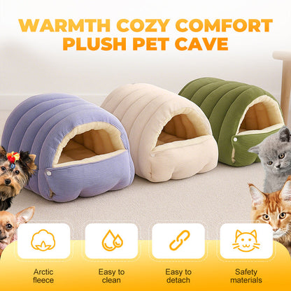 🐾🔥 Pluche Warmte-Isolerende Huisdierenhol – Gezellig Comfort, Verstelbare Opening & Ondersteunende Vulling!